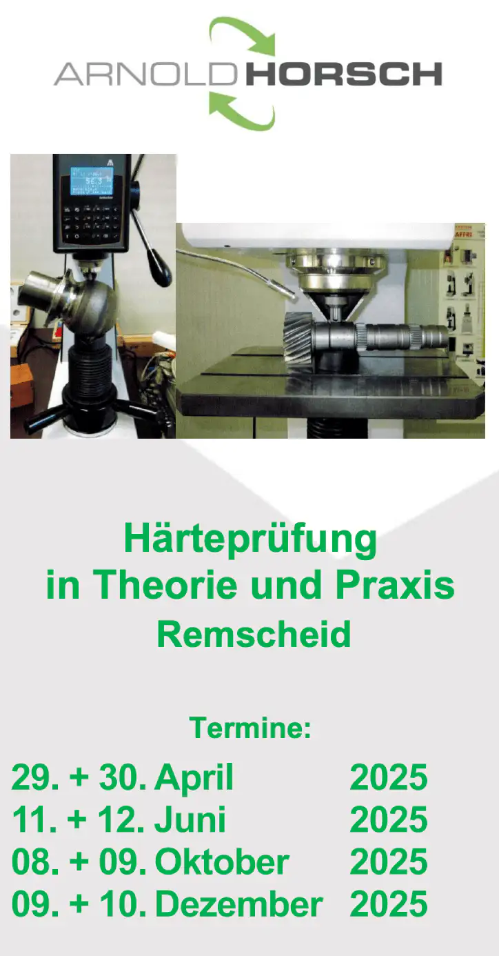 Abbildung des Flyers für das Seminar Härteprüfung in Theorie und Praxis